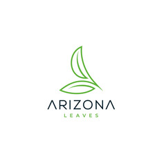 Abstract and modern Letter A Logo with leaf icon in monogram style. 