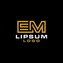 EM letter logo initial linked line logo combination