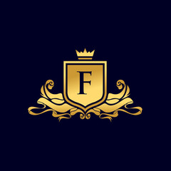 Luxury crest symbol with clasical style logo design template