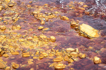 Stones in Rio Tinto river, Huelva, Andalusia, Spain