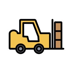 Forklift Flat Icon Vector Logo Template Illustration