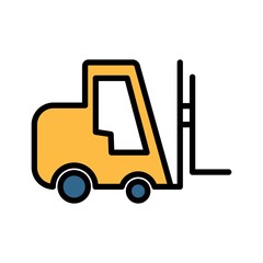 Forklift Flat Icon Vector Logo Template Illustration