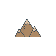 Summer and winter mountain explorer camp icon in flat style. For mobile applications, travel infographics, adventure sites. Retro color design. Isolated .