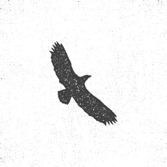 Eagle silhouette symbol. Retro style. Letterpress effect. Eagle icon design. vintage element