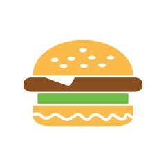 Burger Flat Icon Vector Logo Template Illustration