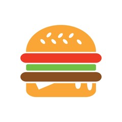 Burger Flat Icon Vector Logo Template Illustration