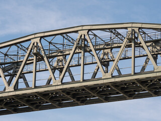 Historic steel railway bridge with lifting system at Rotterdam in the Netherlands