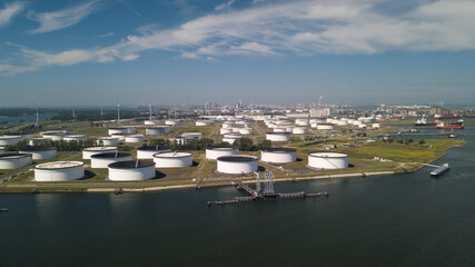 Industrial silos for fuel storage at Rotterdam Harbor © MyStockVideo