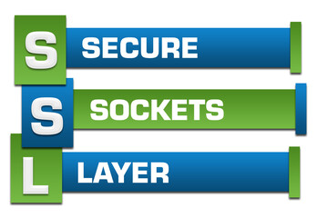 SSL - Secure Sockets Layer Green Blue Blocks Left Boxes Text 