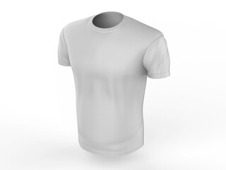 Blank White t-shirt with short sleeve for mockup and branding. 3d render illustration.