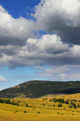 Fototapeta premium Mountain landscape,pasture and cloudy blue sky