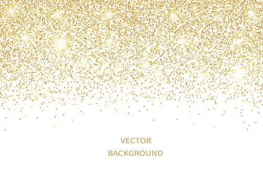 Sparkling falling gold dust.Vector horizontal background with glitter and space for text.
