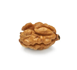 whole peeled walnut isolated on white background