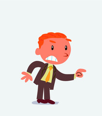 cartoon character of businessman pointing something aggressively