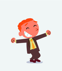 Euphoric businessman cartoon character.