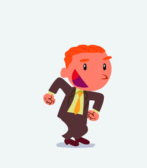 Euphoric cartoon character of businessman makes plans