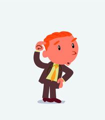 funny cartoon character of businessman doubting
