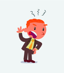  Indigned cartoon character of businessman vehemently shakes his hand