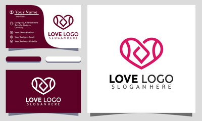 Beauty Love modern line art style logo design vector Illustration, business card template