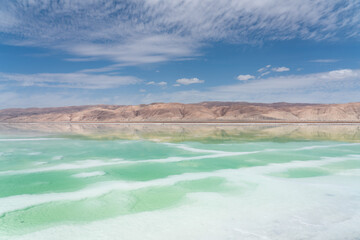 Aerial of salt lakes, natural landscape.