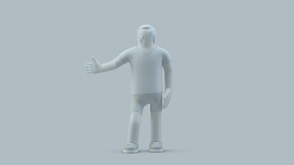 Man showing presenting with arm standing on white background front view. 3D illustration
