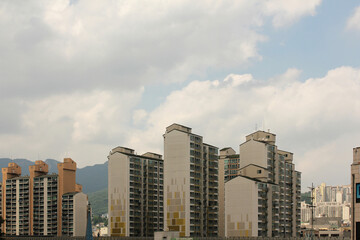 blue sky background in the city