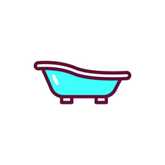Baby bath color line icon. Isolated vector element.