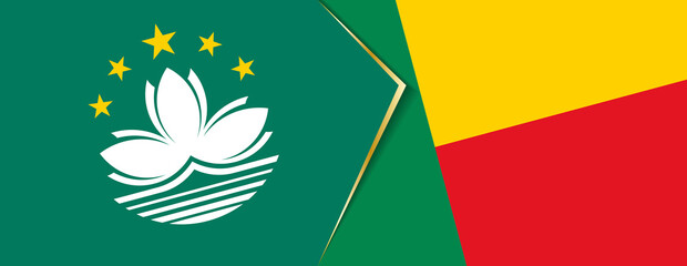 Fototapeta na wymiar Macau and Benin flags, two vector flags.