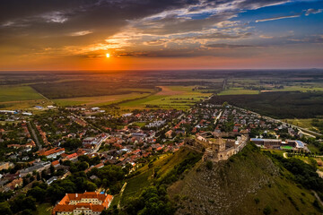 Sumeg, Hungary - Aerial panoramic view of the famous High Castle of Sumeg in Veszprem county at...