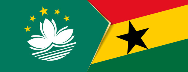 Macau and Ghana flags, two vector flags.