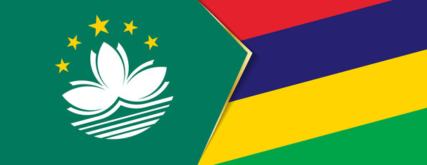 Macau and Mauritius flags, two vector flags.