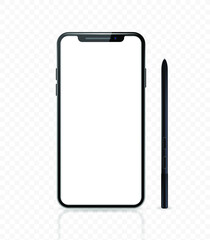 Realistic Smartphone , Black Color . Front View . Isolated Vector Elements