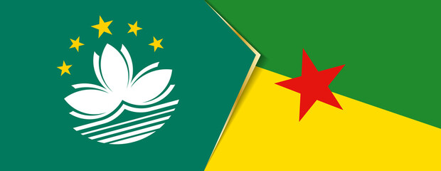 Fototapeta na wymiar Macau and French Guiana flags, two vector flags.
