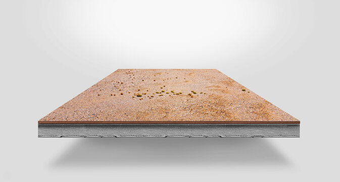 Cross section image of soil paving on concrete.