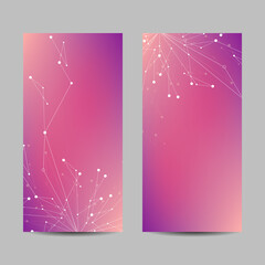 Set of vertical banners with geometric pattern