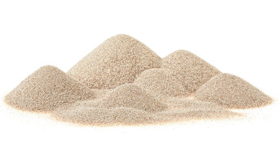 Fototapeta na wymiar Heap of desert sand isolated on a white background. Sand dunes. Pile dry desert sand.