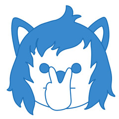 emoticon expressing watching you gesture with fingers pointing to eyes, funny cartoon character with simplistic facial expression, wolf emoji