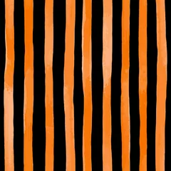 Behang Mooi naadloos patroon met oranje gele aquarel strepen. handgeschilderde penseelstreken, gestreepte achtergrond. Vector illustratie. © Hulinska Yevheniia