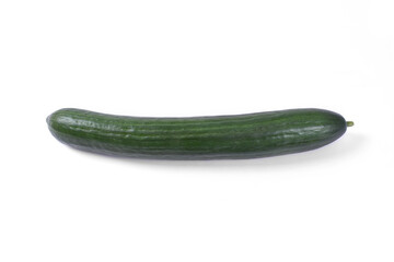 Fresh green cucumber on white background