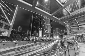 Downtown district of Hong Kong city at night