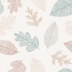 Beautiful seamless doodle pattern with vintage leaves sketch. design background greeting cards and invitations to the wedding, birthday, mother s day and other seasonal autumn, spring, summer holidays