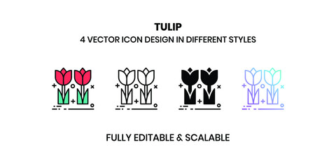 Tulip Vector illustration icons in different styles