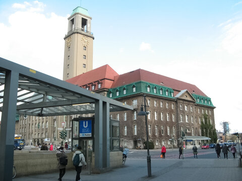 Berlin, Rudow, Germany - March 05, 2020: People going at Rudow district of Berlin, Germany