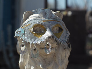 lion statue in the mask