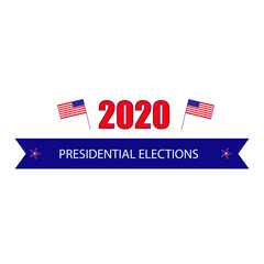 Vector illustration of  American election with USA flags.America presidential election .Vote banner.Patriotic illustration . 2020 election year.