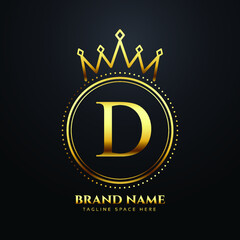 Letter D gold  luxury crown logo concept