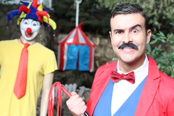 Charismatic ringmaster in the circus 