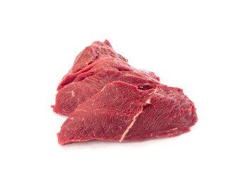 Fresh raw beef steak isolated on white background. Close up raw meat beef.