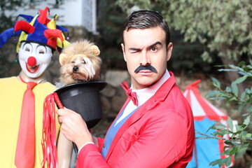 Circus ringmaster doing some magic