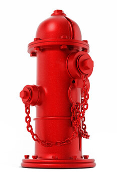 Red Fire Hydrant Isolated On White Background. 3D Illustration